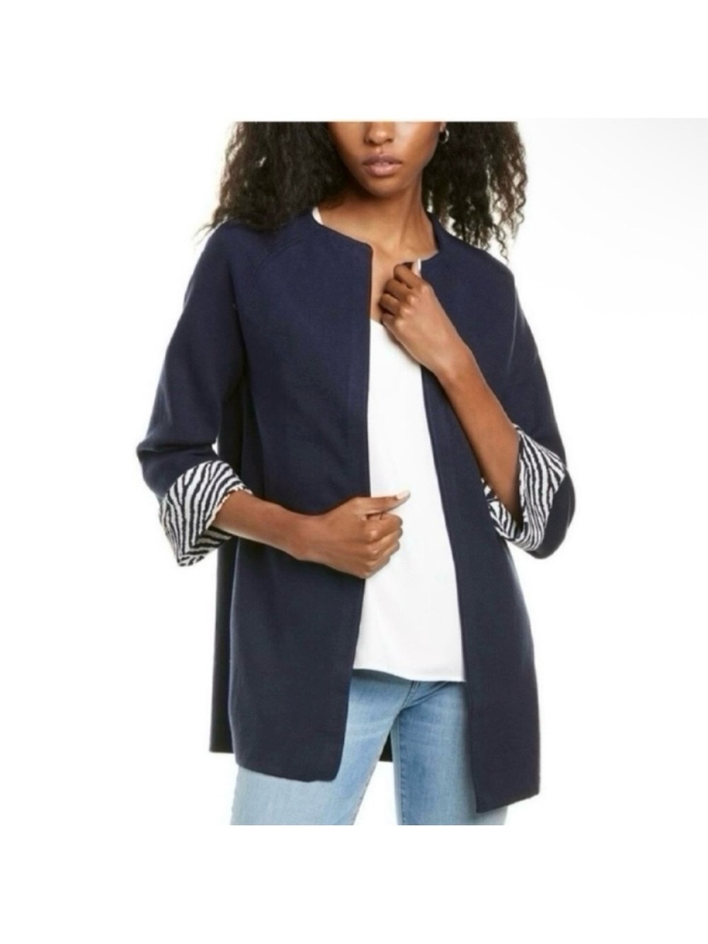 J. MCLAUGHLIN Navy Corver Cardigan Zebra Casual Minimalist Office Career
